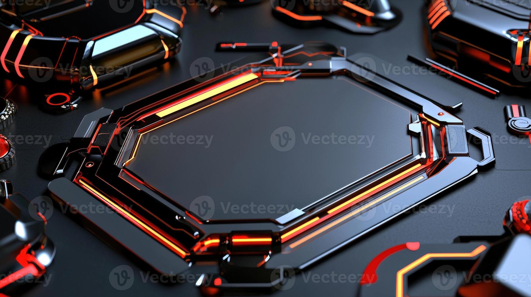 A futuristic design with red and black lights photo