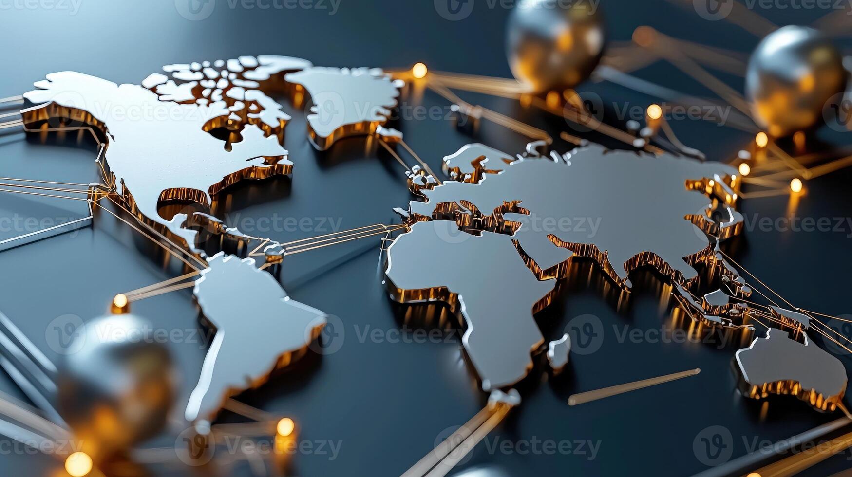 World map on a network of wires photo