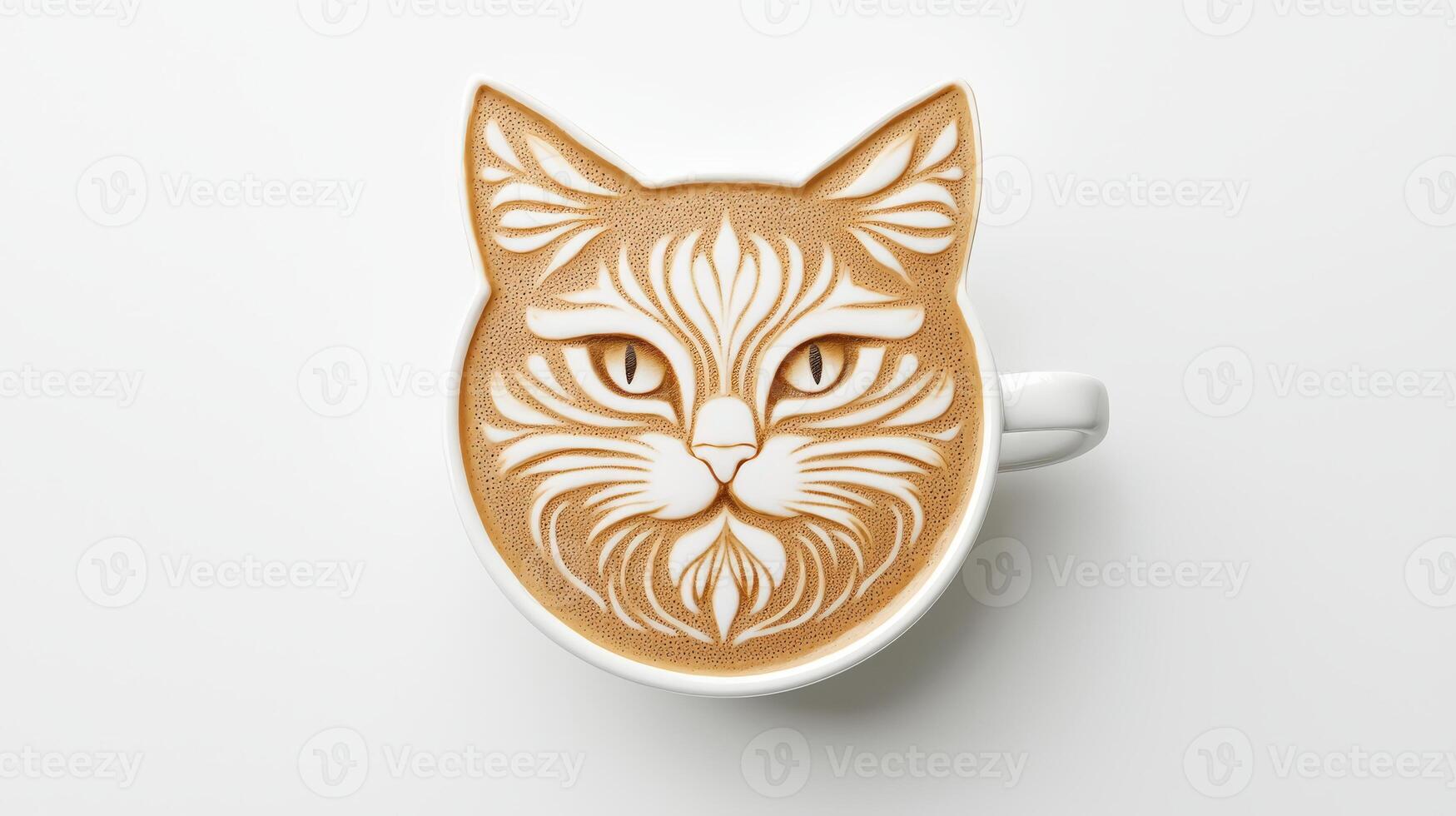 A cat latte art on a white background photo