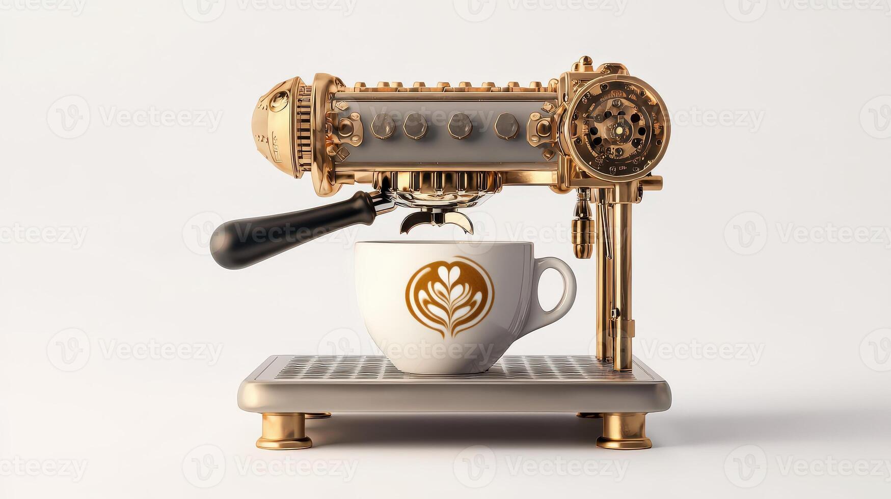 A coffee machine with a cup on top photo