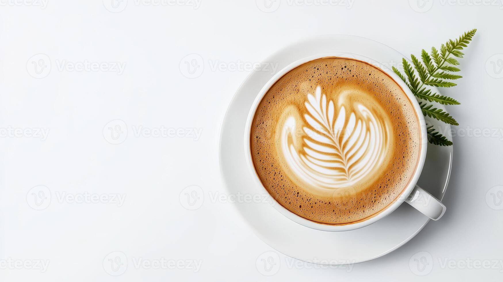 Coffee with latte art on white background photo