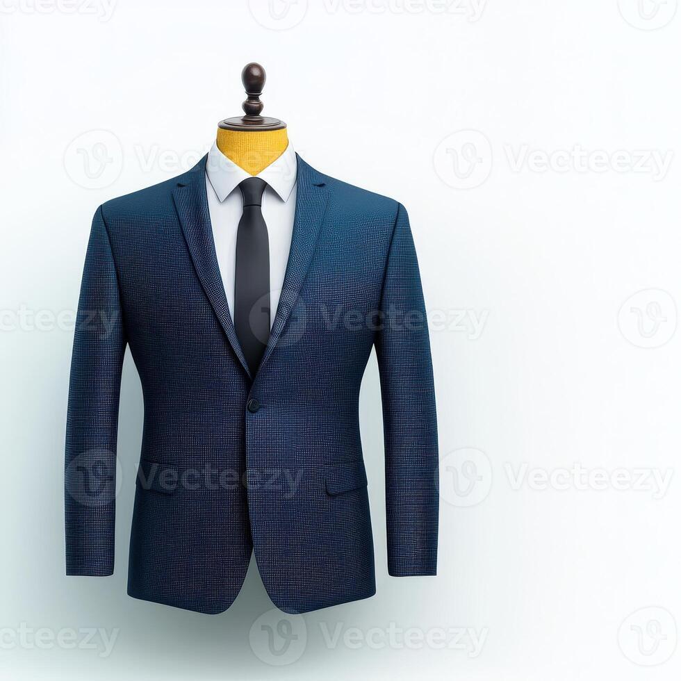 A suit on a mannequin with a tie photo