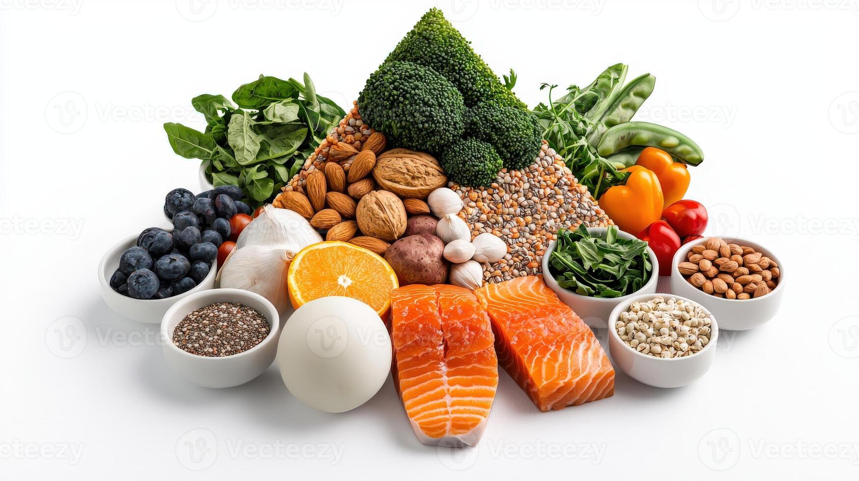 A pyramid of food with various types of foods photo