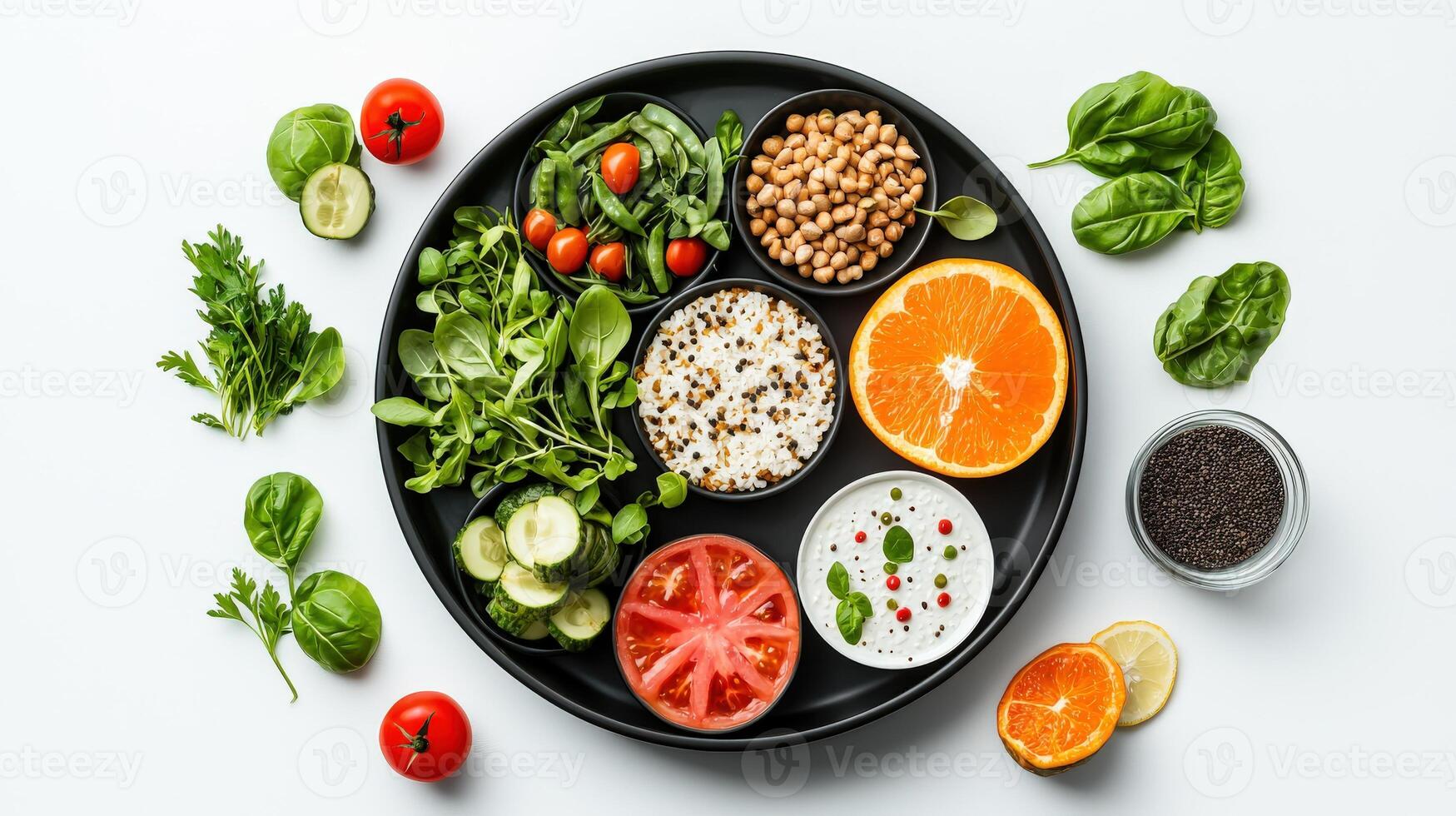 A plate with different types of food on it photo