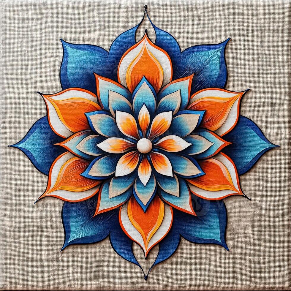 A colorful flower is shown on a canvas photo