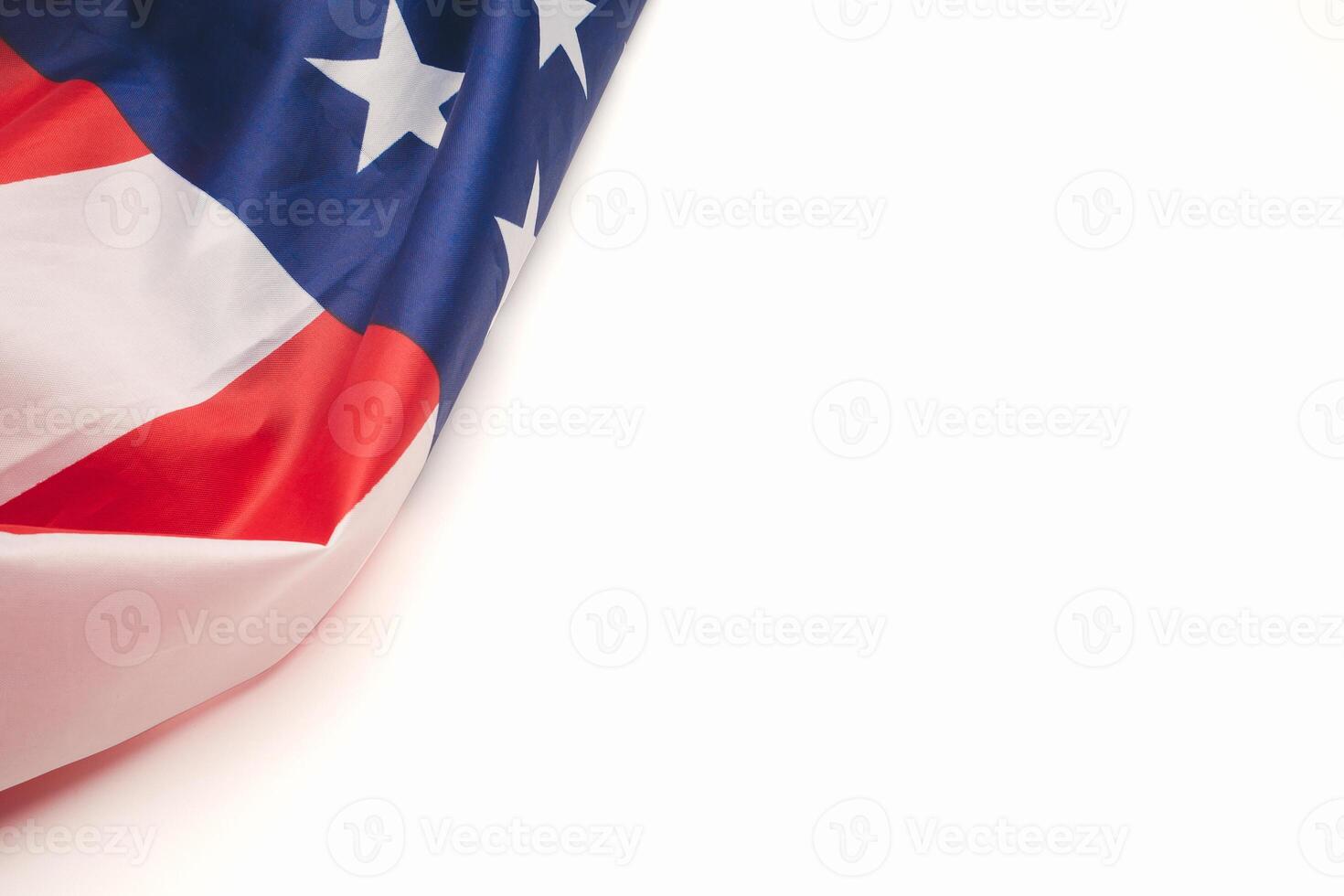 Portion of the American flag is displayed against a white background photo
