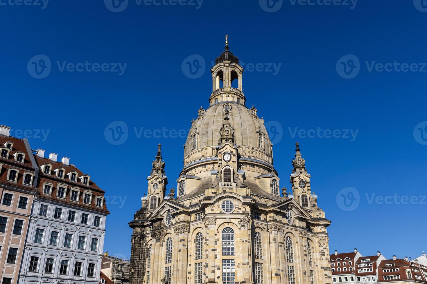 Ancient architecture, of German city of Dresden. Facades of ancient buildings in the historical part of the city photo