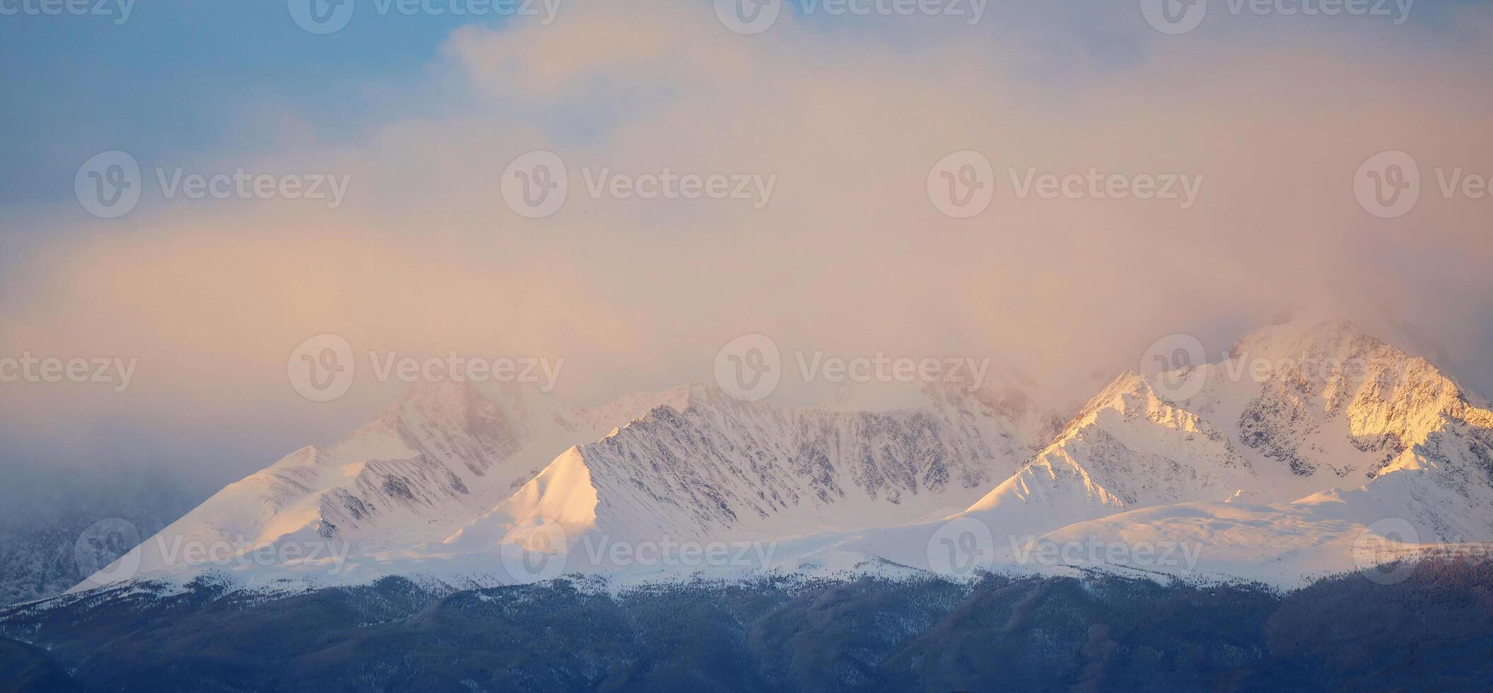 majestic snow-capped mountains at dawn photo