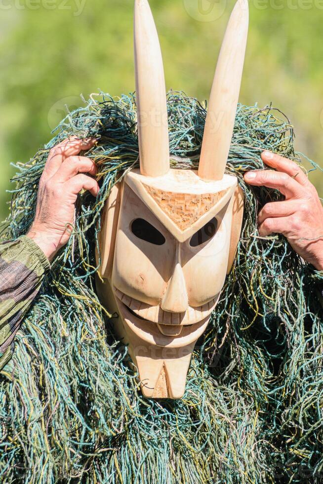 The traditional mask of the carnival of Lazarim. Portugal. Careto de Lazarim. photo