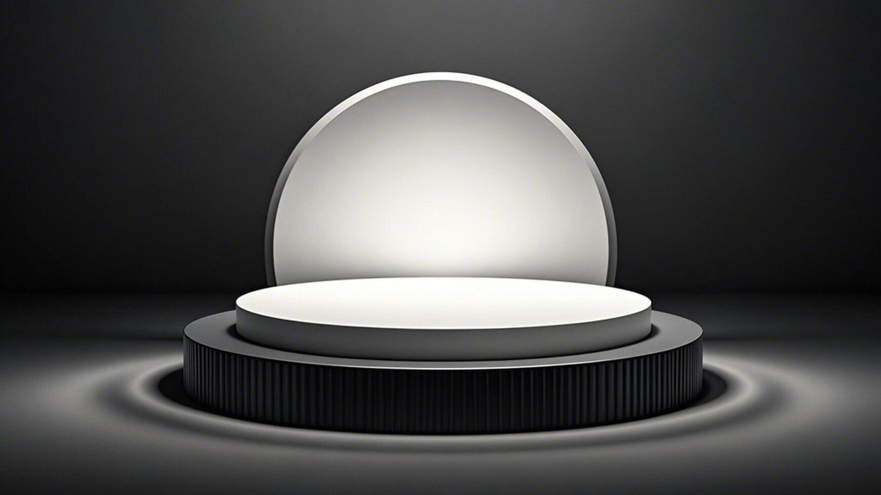Sleek Round Marble Podium with Soft Lighting for Luxury Product Display photo