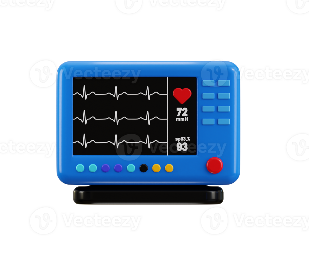 ECG Monitor icon 3d render concept of medical heart rate monitor equipment icon illustration png