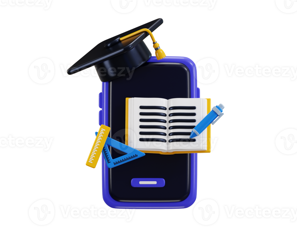 Ebook icon 3d render concept of online education, pdf book, Electronic Book icon illustration png