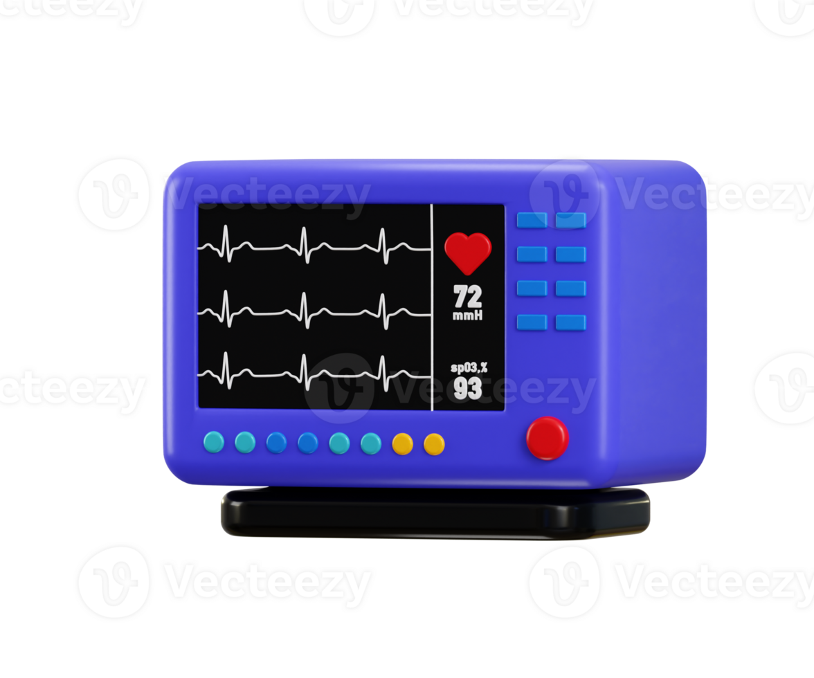 Medical heart rate monitor icon 3d render concept of ECG Monitor Medical equipment icon illustration png