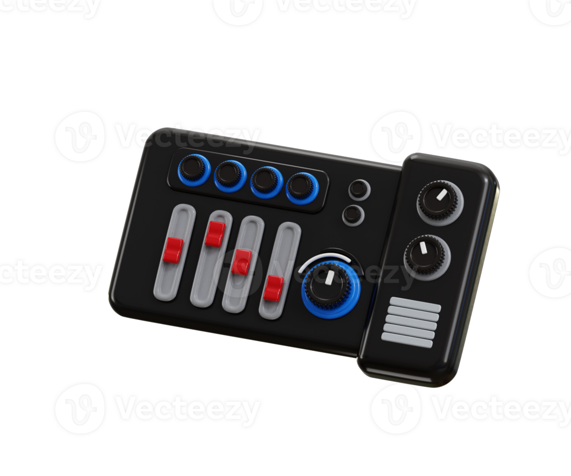 Audio mixer icon 3d render concept of mixing console icon, audio control panel or sound engineering icon illustration png