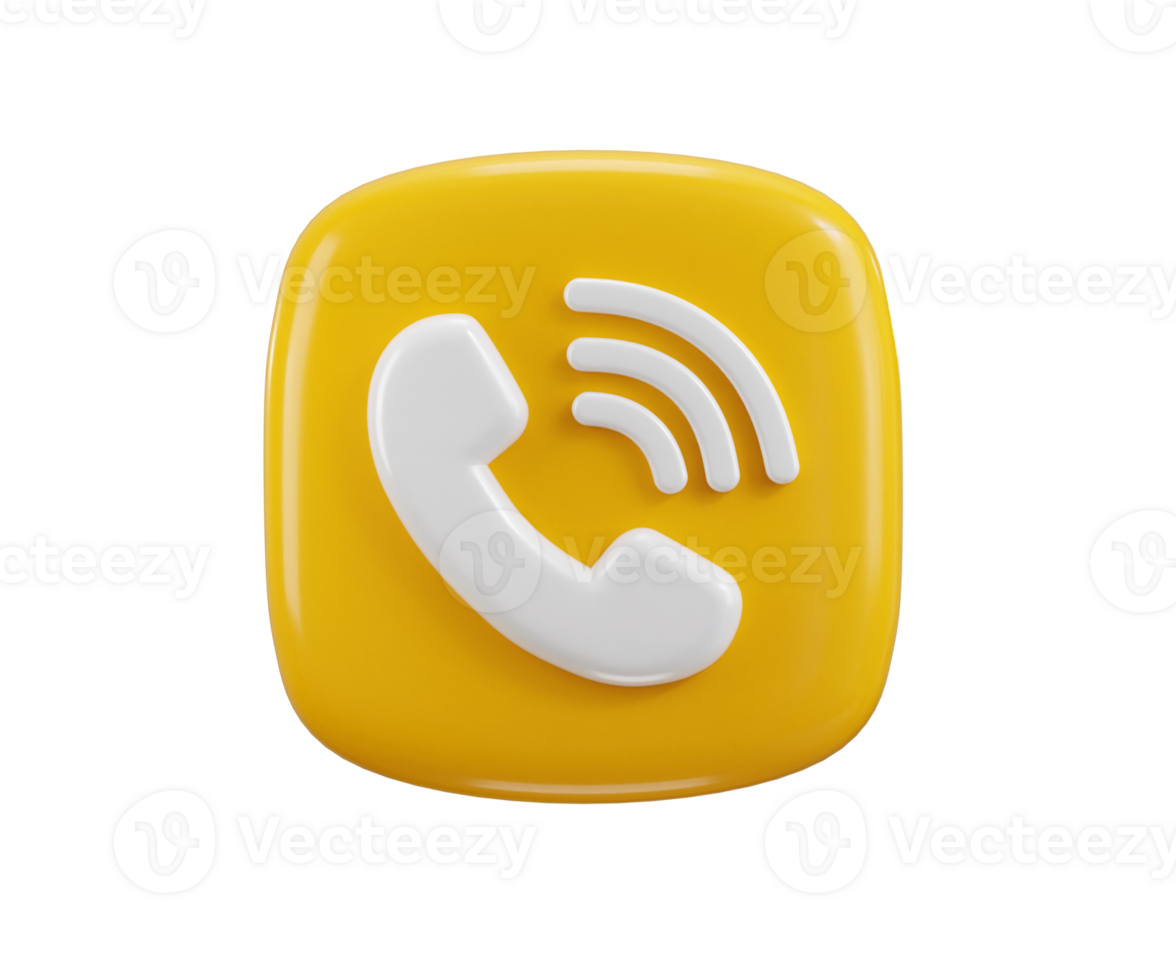 Phone call button icon 3d render concept of Telephone button accept call icon illustration png
