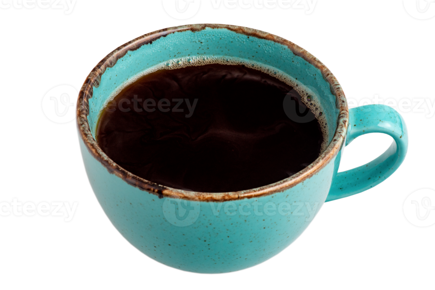 Turquoise cup with coffee. Americano drink isolated. png