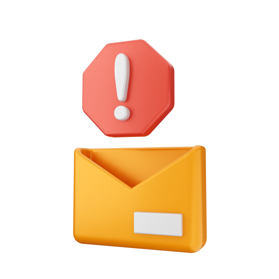 An email envelope with a red exclamation mark and a stop sign png