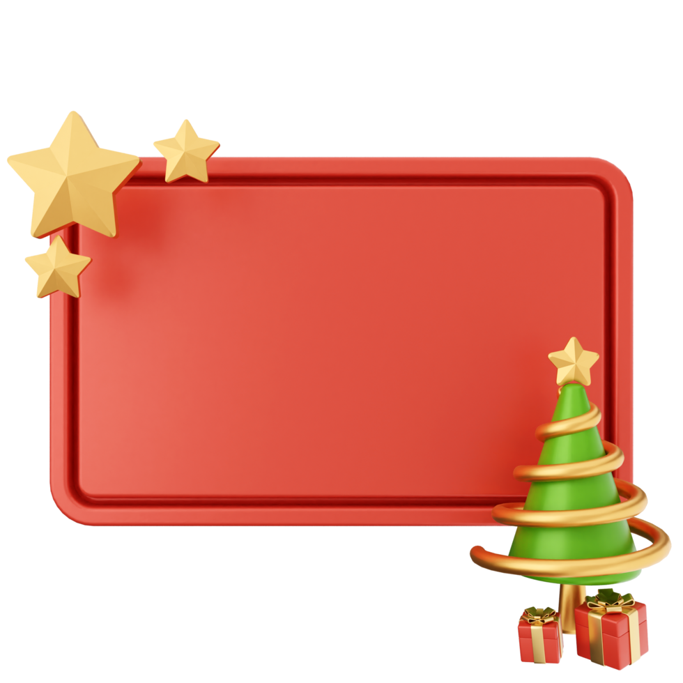 Christmas tree and presents on a red sign png