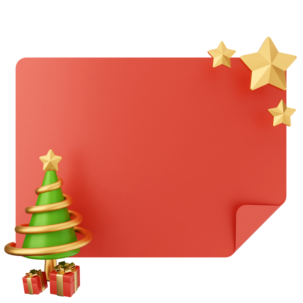 Christmas tree and presents on a red sticker png