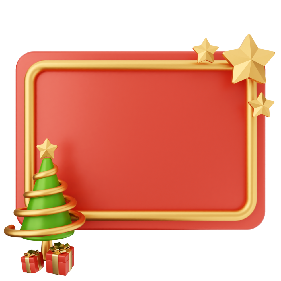 Christmas frame with gold stars and a red frame png