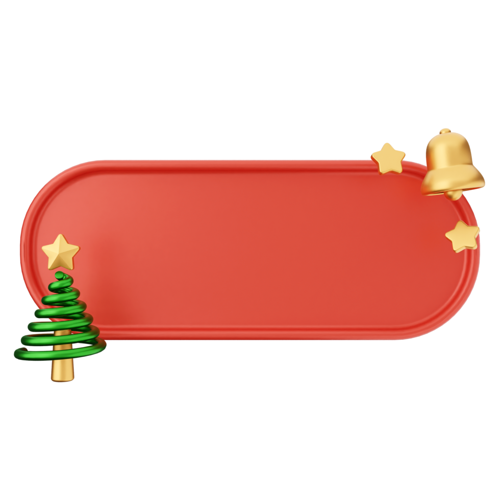 A red banner with a christmas tree and bells png
