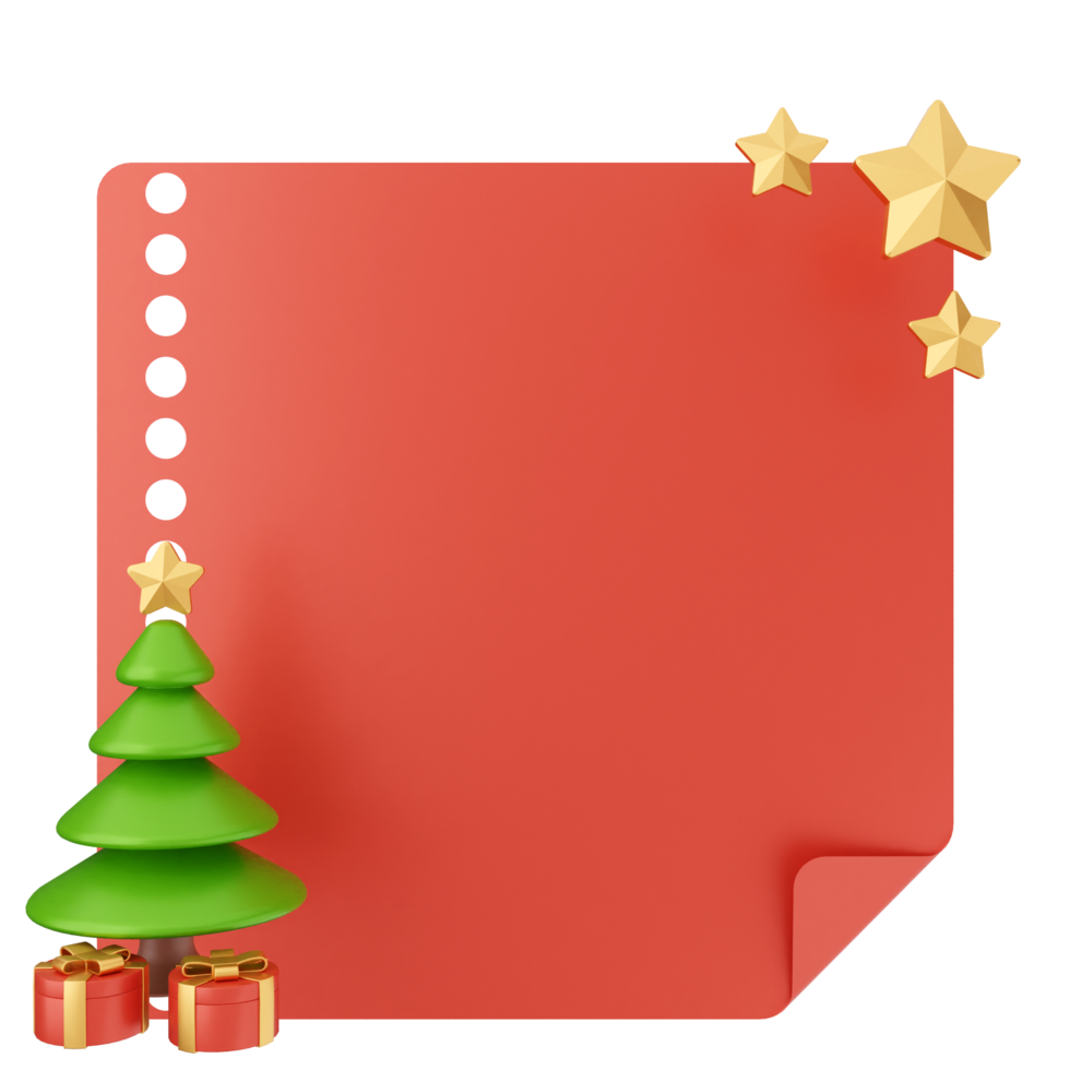 Christmas tree and red paper with space for text png