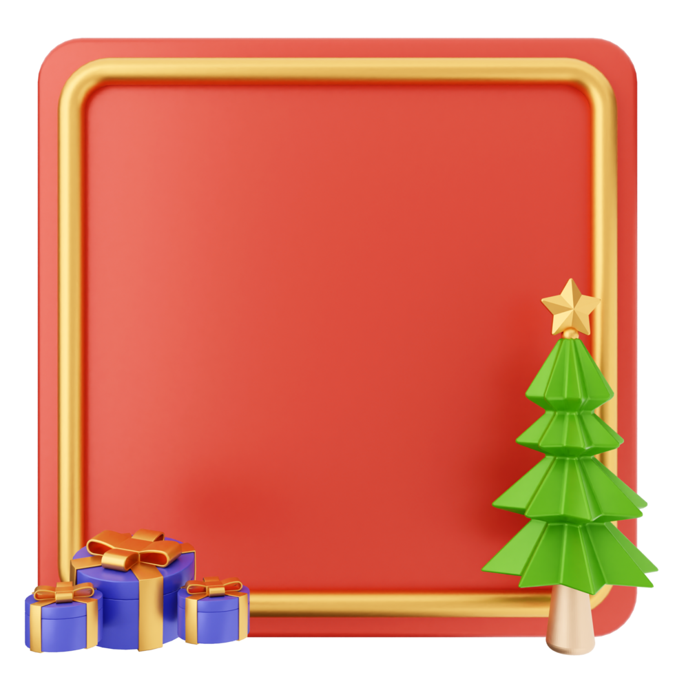 Christmas frame with christmas tree and gifts png