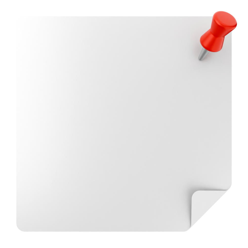 A red push pin on a blank sheet of paper png