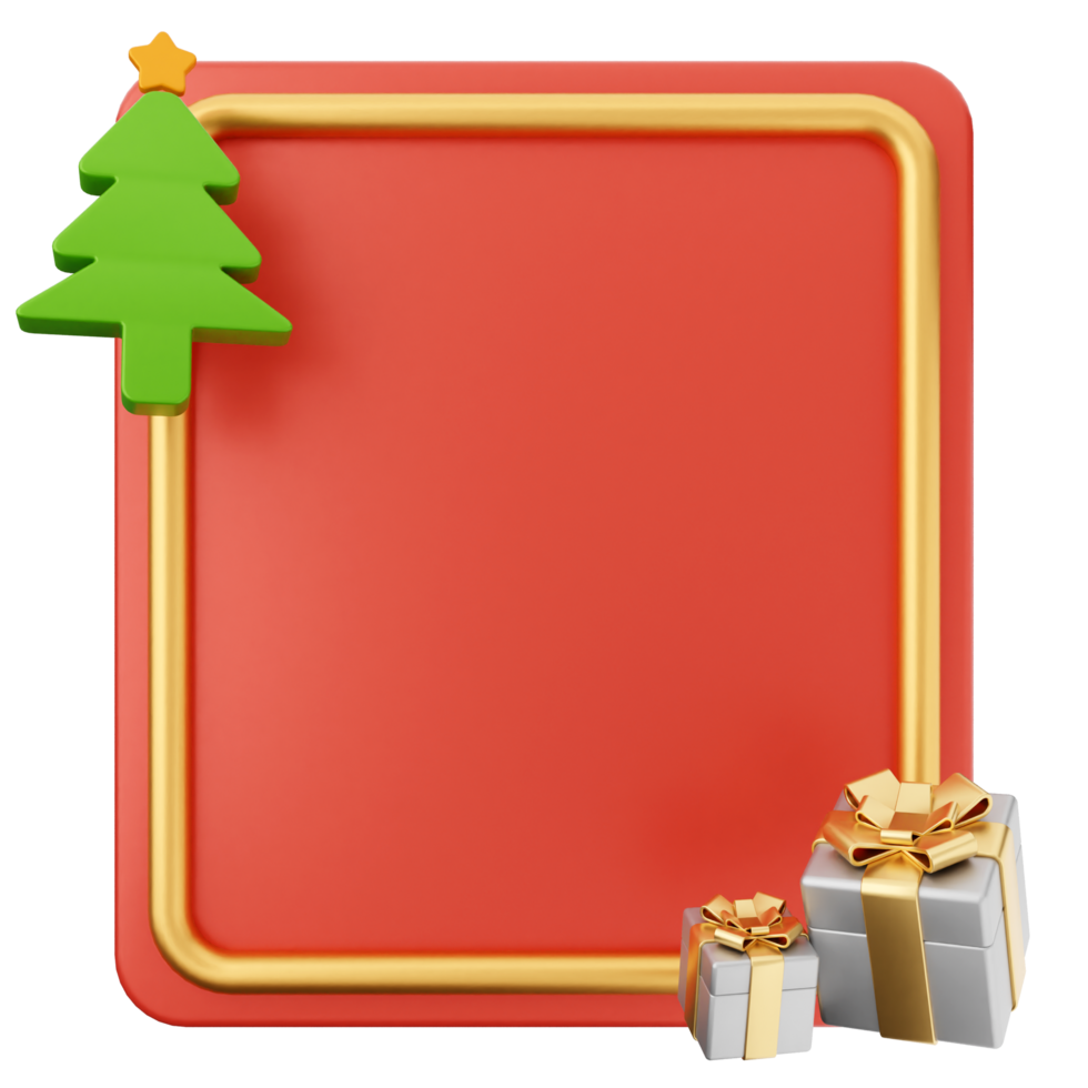 Christmas frame with gifts and tree png