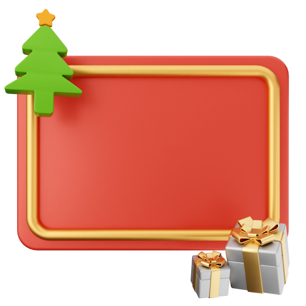 Christmas frame with gifts and a christmas tree png