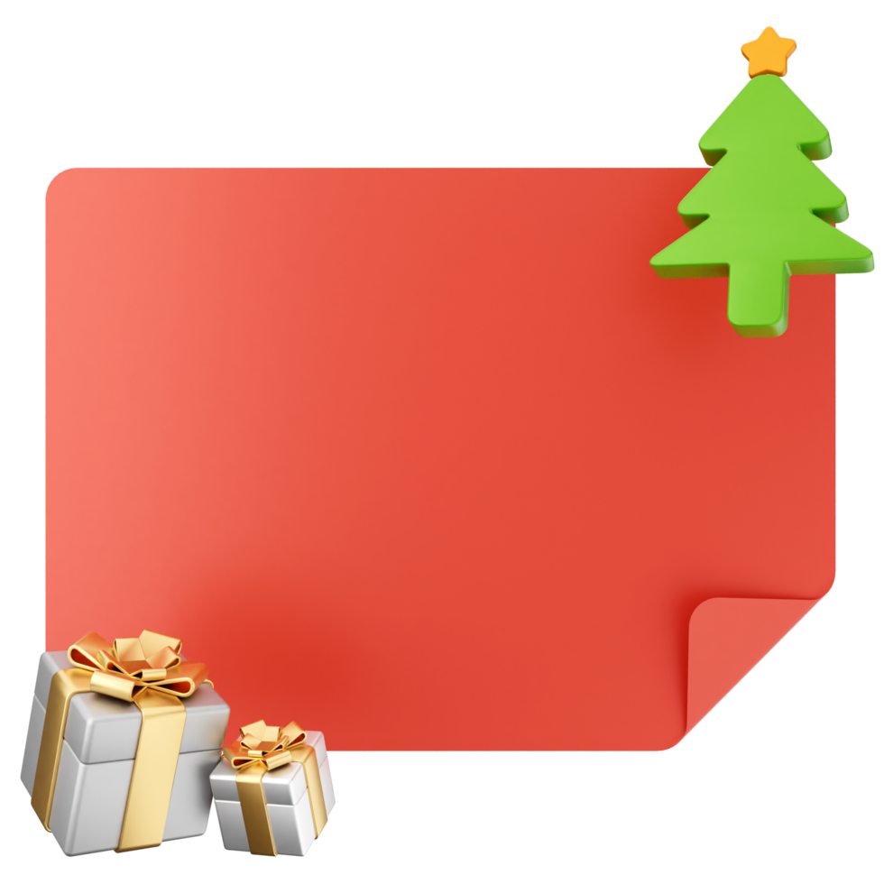 Christmas tree and presents on a red paper png