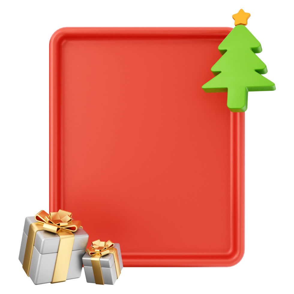 Christmas frame with gifts and a red frame png