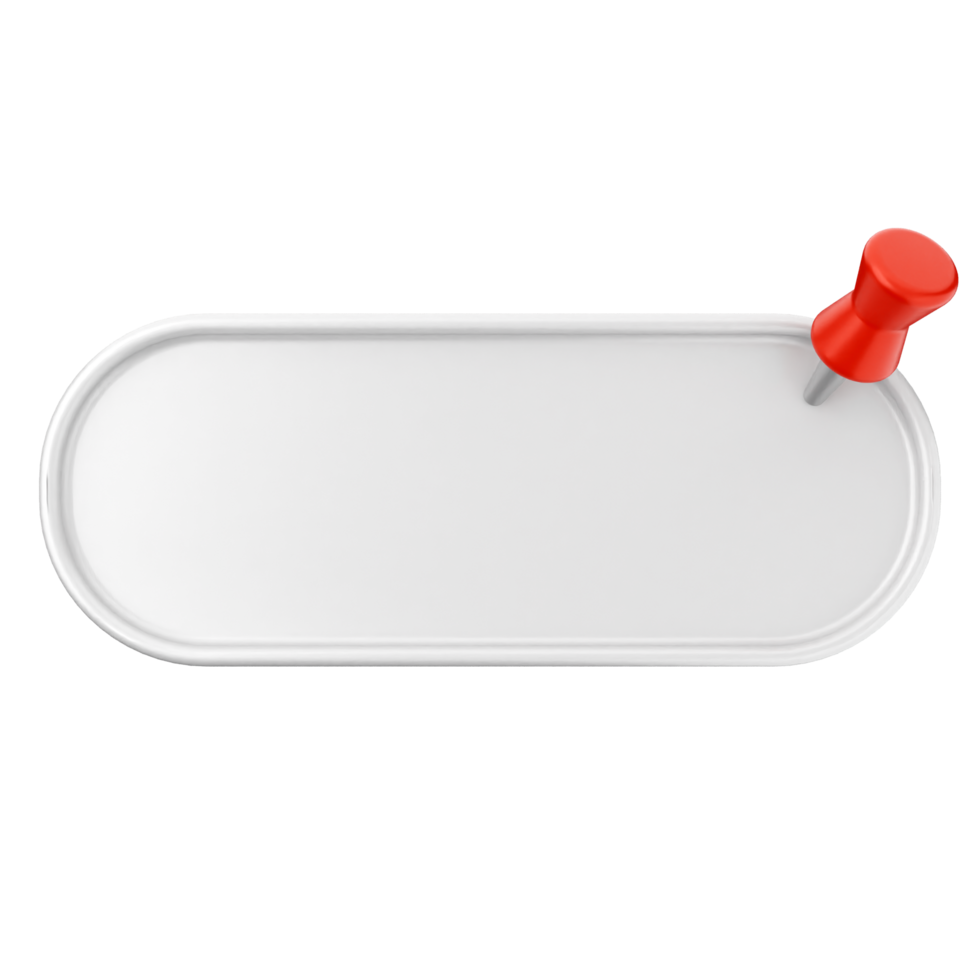 Blank white button with red push pin on black background png