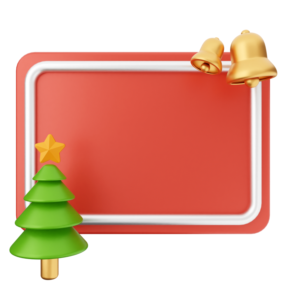 Christmas frame with bells and tree png
