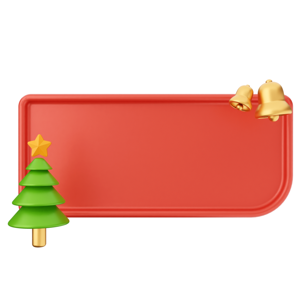 Christmas red banner with christmas tree and bells png