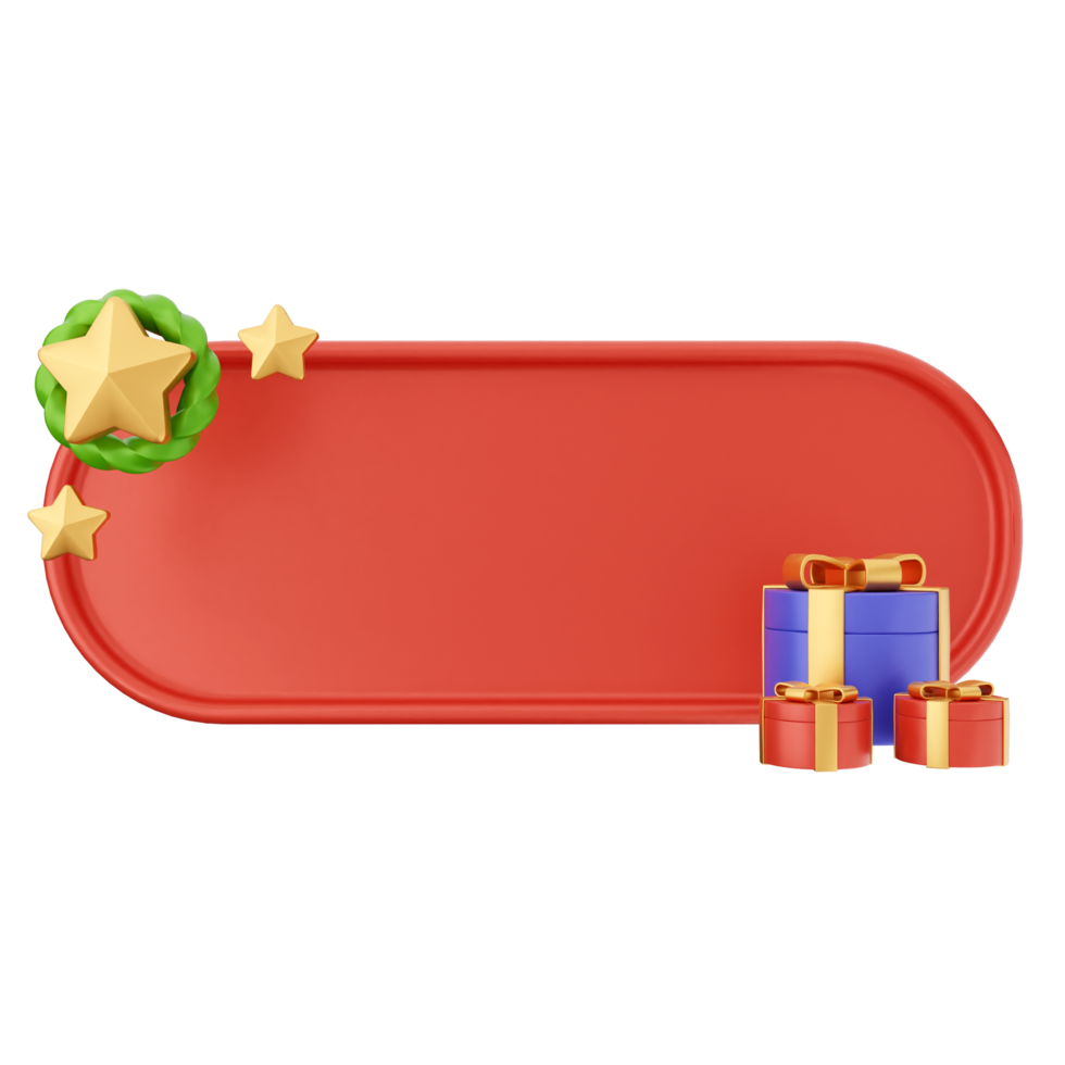A red banner with gifts and a star png
