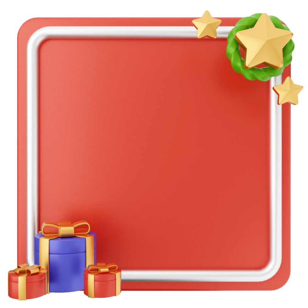 A red square with a star and gifts png