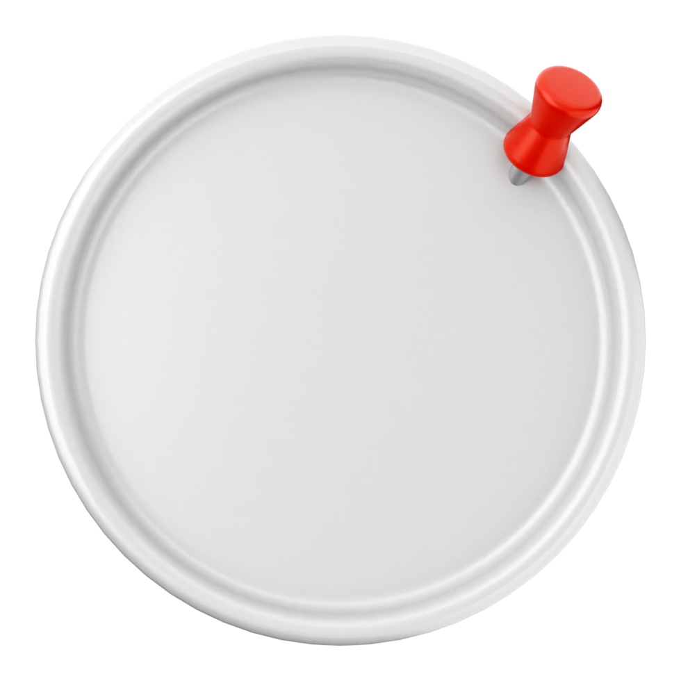 A white plate with a red push button on it png
