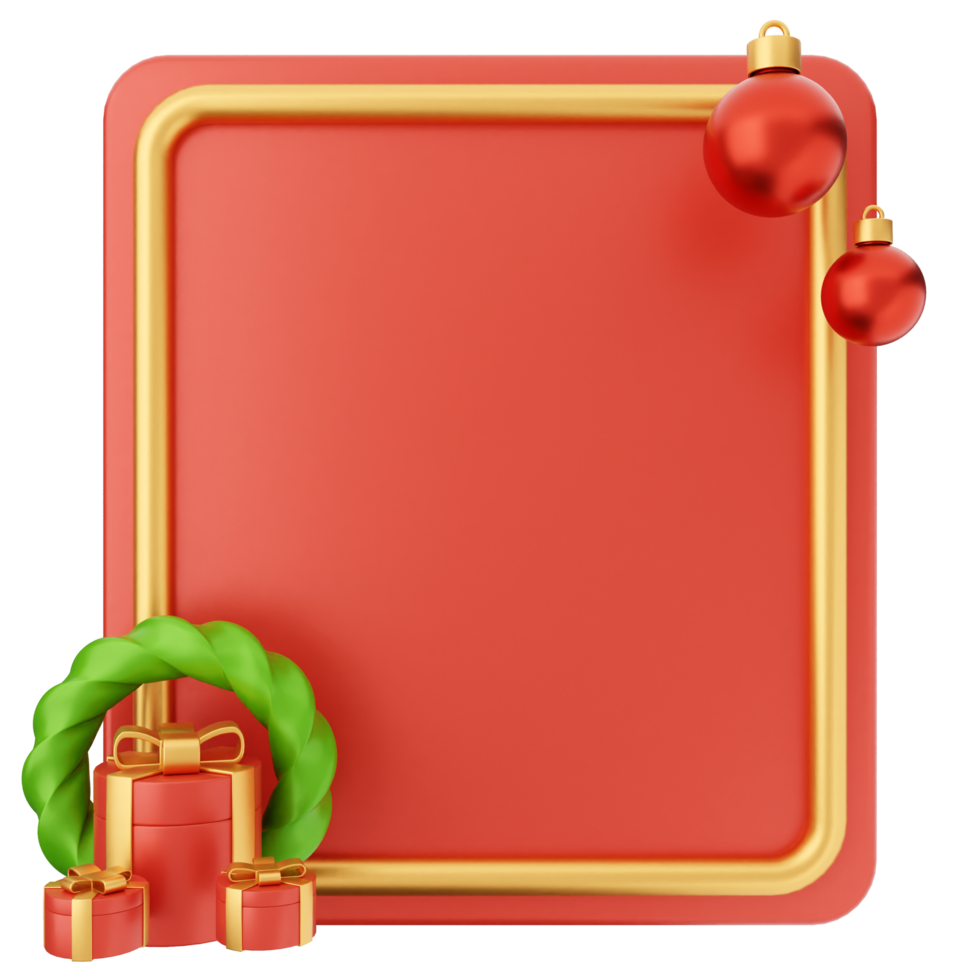 Christmas frame with a red border and a wreath png