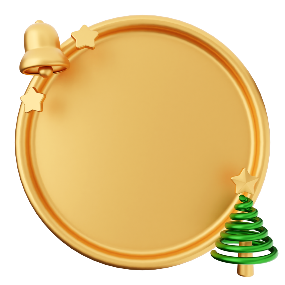 Golden christmas tree and bell on a black background png