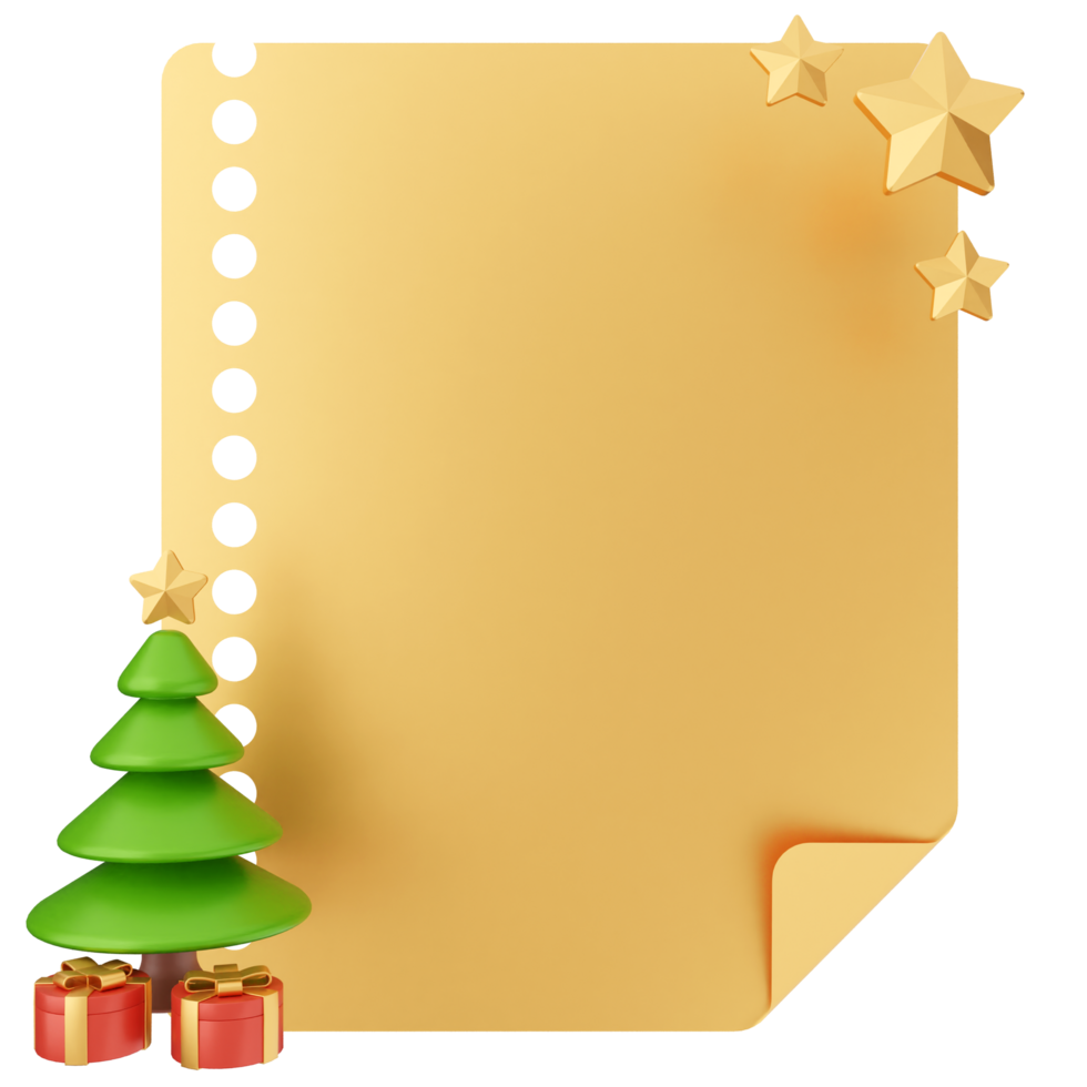 Christmas tree and paper with stars on it png