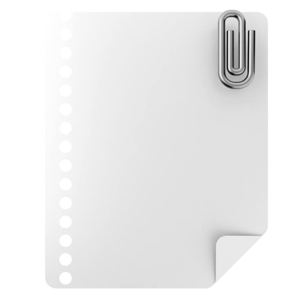 A white paper clip and a piece of paper png