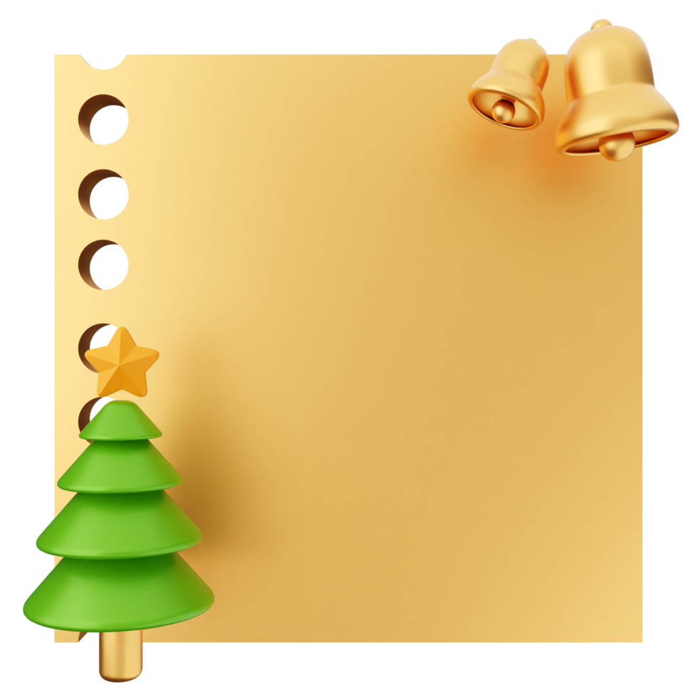 Christmas tree and bells on a blank paper png