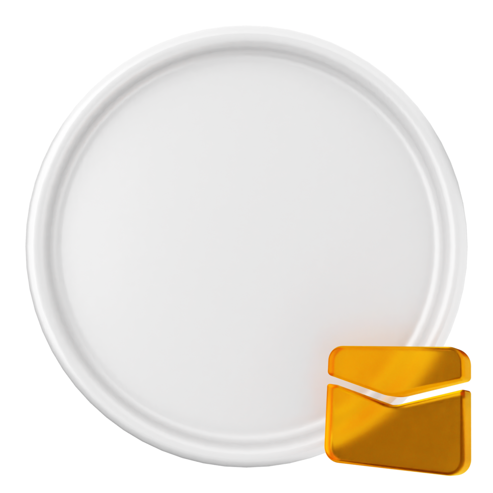 A white plate with an envelope on it png
