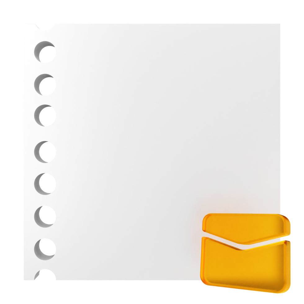 A white sheet with an envelope on it png