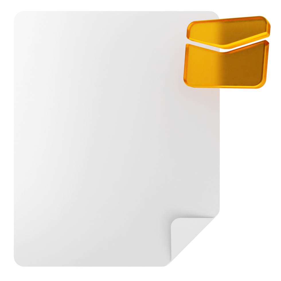 A white paper with an orange envelope on it png