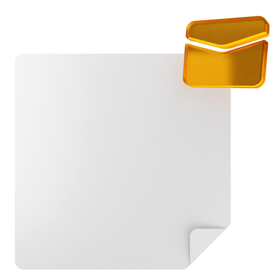 A white paper with an orange envelope png