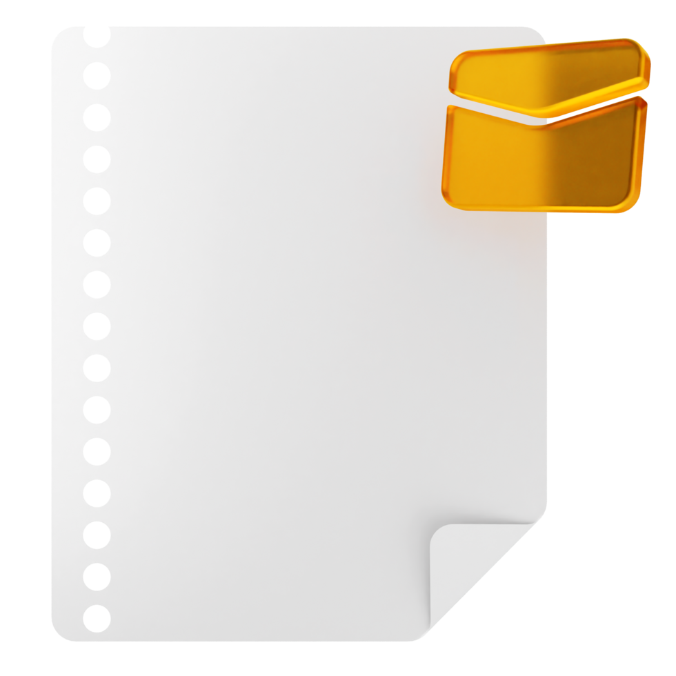A white sheet with an orange envelope on it png