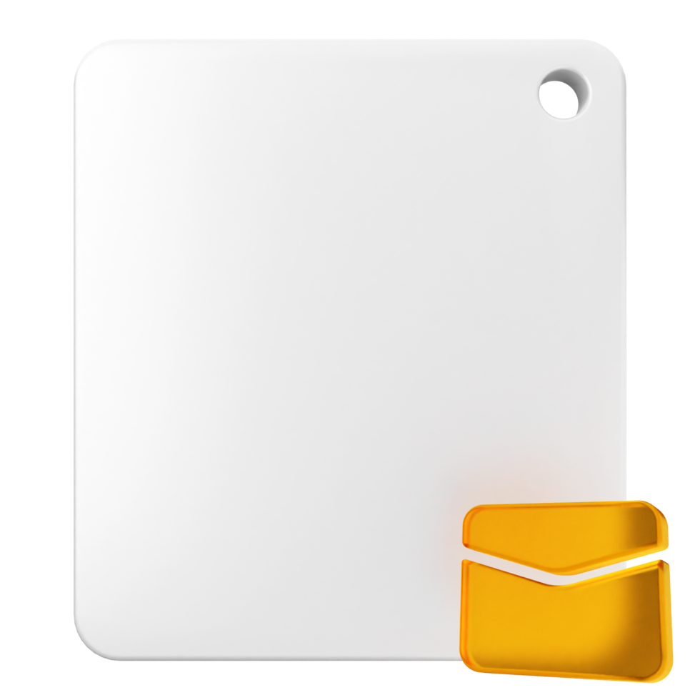 A white square with an envelope and a yellow envelope png