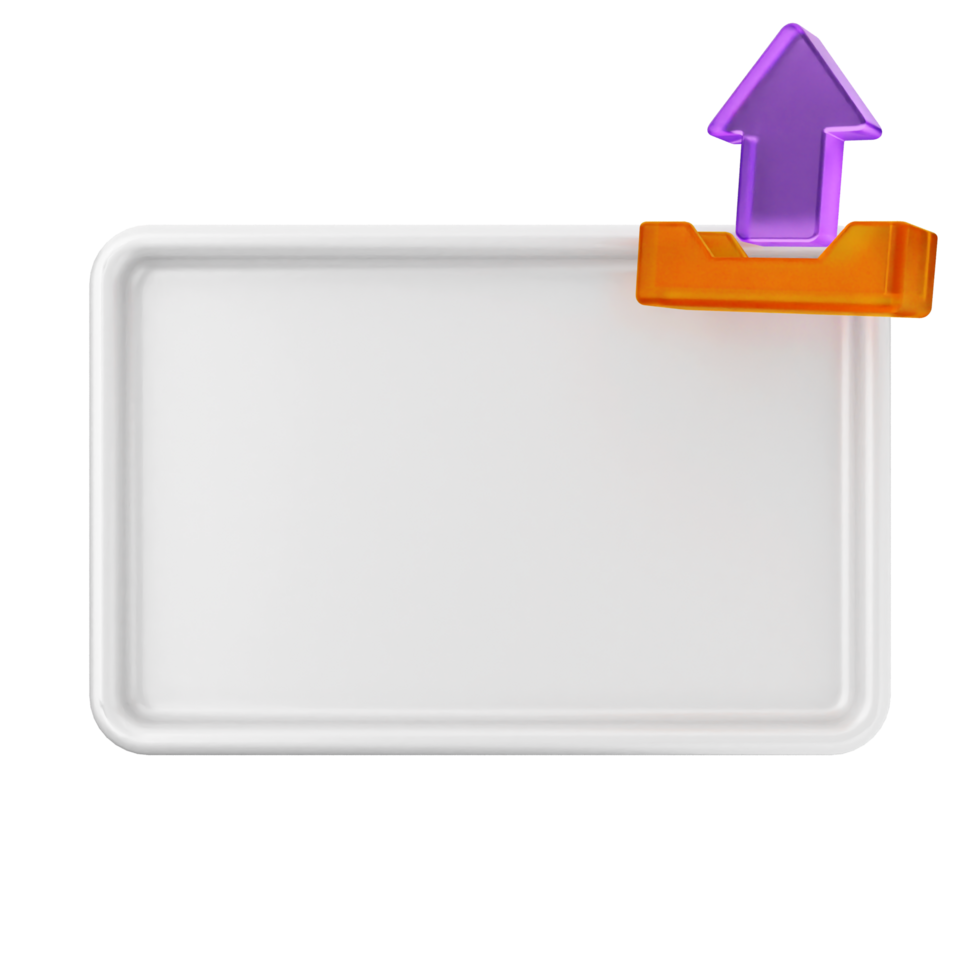 A white tray with an orange arrow pointing to it png